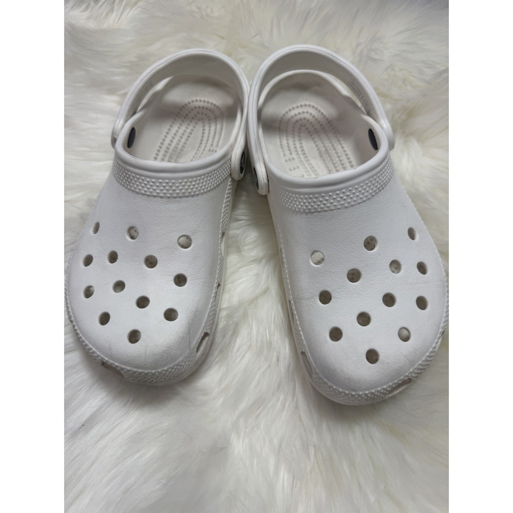 White Crocs M-5 W-7 Unisex Lightweight Water Beach Slip On Comfort Roomy Boho